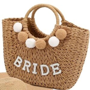 Brown Bride Woven Tote Bag
